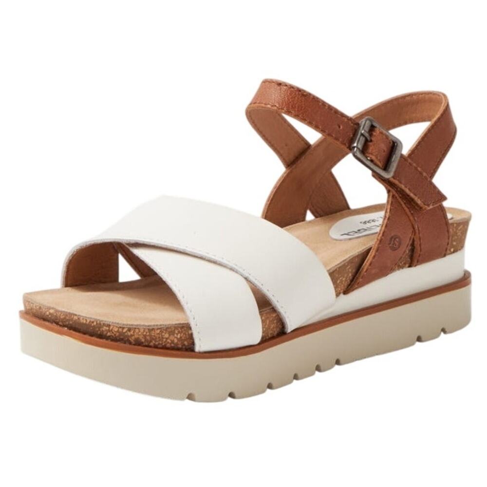 Josef Seibel Clea Leather Platform Sandals Leather EU 39 US 8/8.5 White Tan